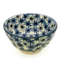 Polish Pottery Rice Bowl in Pattern Cornflower
