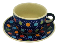 Polish Pottery cup and saucer Konfetti design
