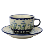 Polish Pottery cup and saucer bellflower design