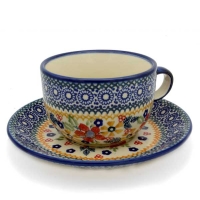 Polish Potter cup and saucer-Cornelia design - 2.Qual
