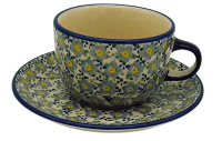 Polish Pottery cup and saucer Voila light blue