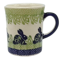 Polish Pottery straight mug 200 ml small handle, rabbit pattern