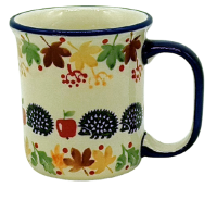 Polish Pottery, straight mug for 220 ml, large handle, hedgehog design