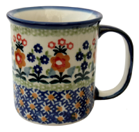 Polish Pottery, straight mug for 220 ml, large handle, Levi design