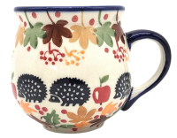 Polish Pottery Mug Round - Hedgehog Pattern