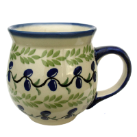 Polish Pottery Mug Round - Olives Pattern