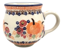 Polish Pottery Mug Round - Pumpkin Pattern - 2.Qual.