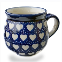 Polish-Pottery-belly-mug-medium-size-lovehearts-design