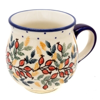 Polish Pottery Mug Round - Hagen Pattern - 2.Qual.