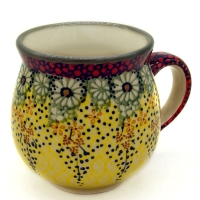Polish Pottery Mug Round - Golden Rain Pattern