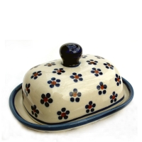 2. Qual. Polish Pottery  Butterdish - Margarete Pattern