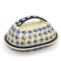 Polish Pottery butter dish large handle Leonie design