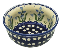 Bunzlauer Keramik Schälchen 200 ml gewellt Dekor Glockenblume blau