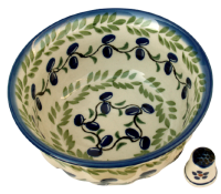 Polish Pottery Bowl Rippled 400 ml Oliven