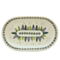 Polish Pottery oval platter 17.5 x 27 cms, pine tree pattern