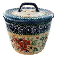 Polish Pottery Lard Pot with lid Cornelia pattern