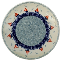 Polish Pottery Dinner Plate 25.5 cms Sail pattern