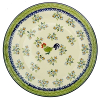 Polish Pottery Dinner Plate in Cockerel Pattern