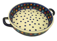 Polish Pottery Baker round with handles - Confetti Pattern