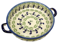 Polish Pottery Baker round with handles - Pattern Olives