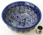 Polish Pottery Bowl Rippled 400 ml Blauer Falter